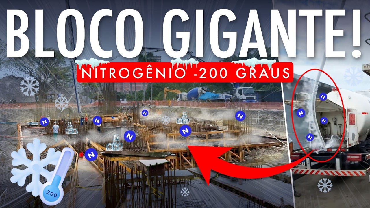 Bloco Gigante de Concreto com Nitrogênio e Gelo nas Obras do Lagom Perequê