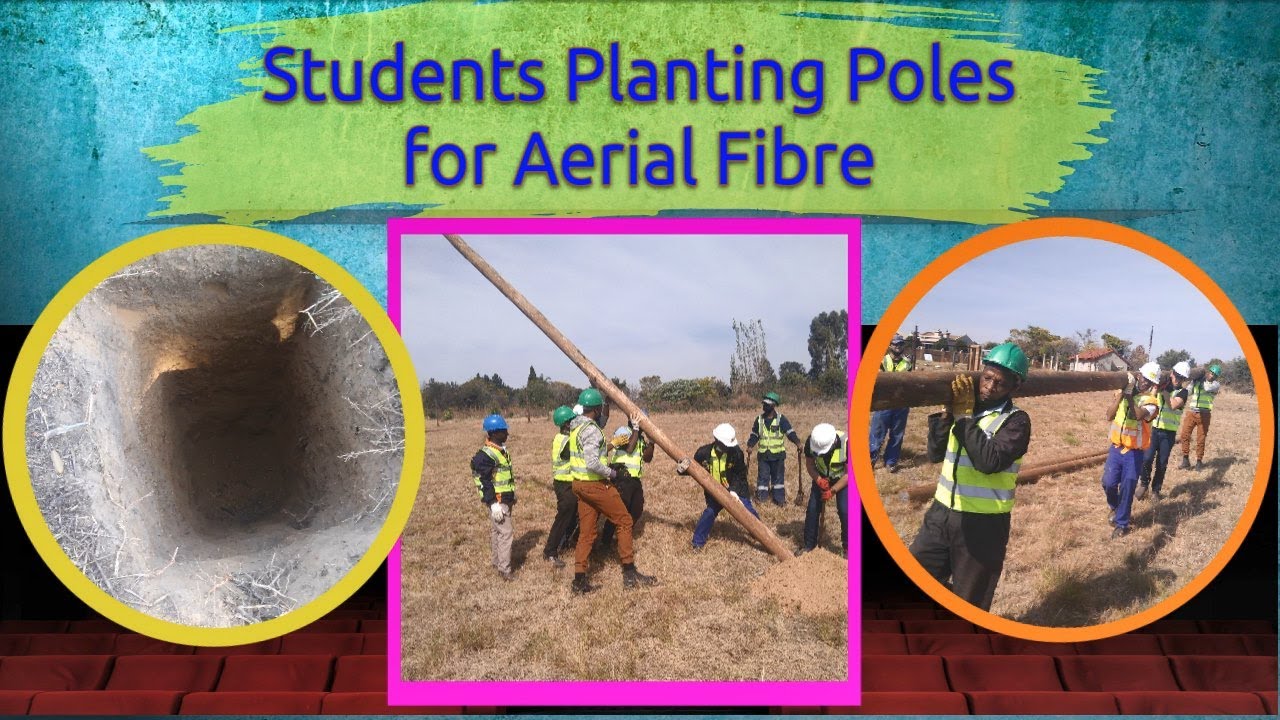 Planting poles for Aerial fibre cable