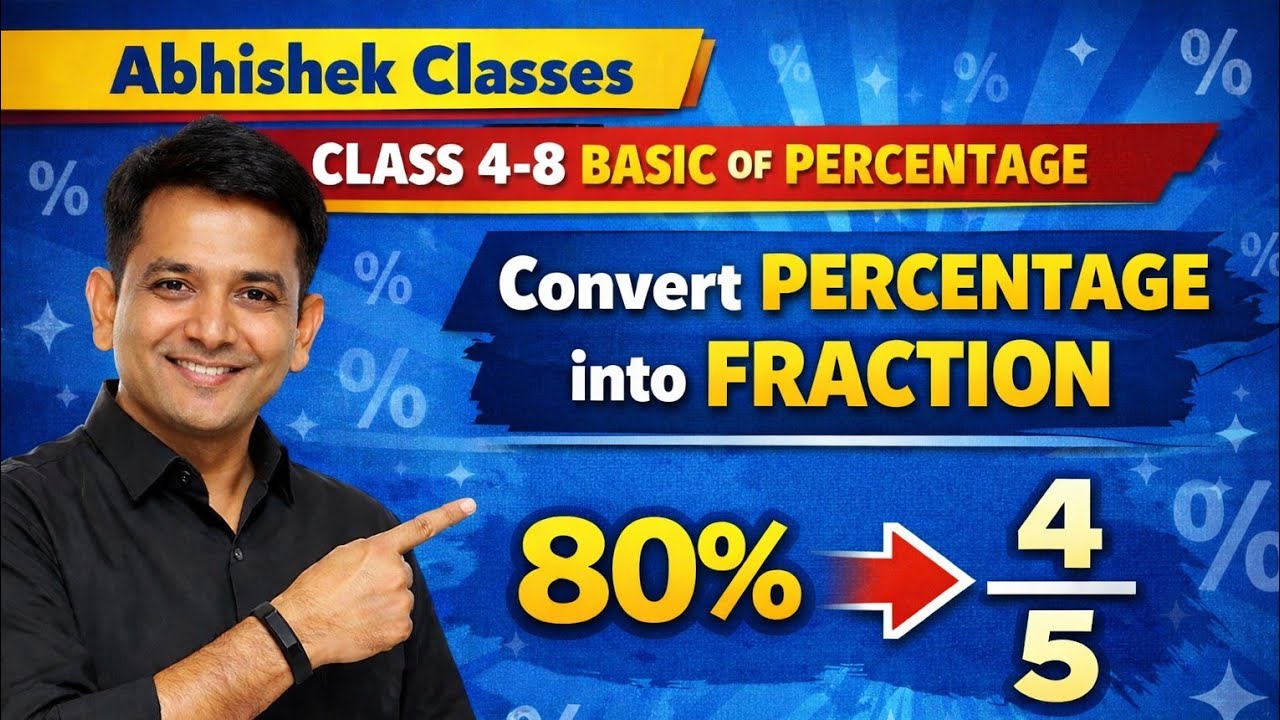 Convert percentage into fraction #basicmaths #education #class4-8