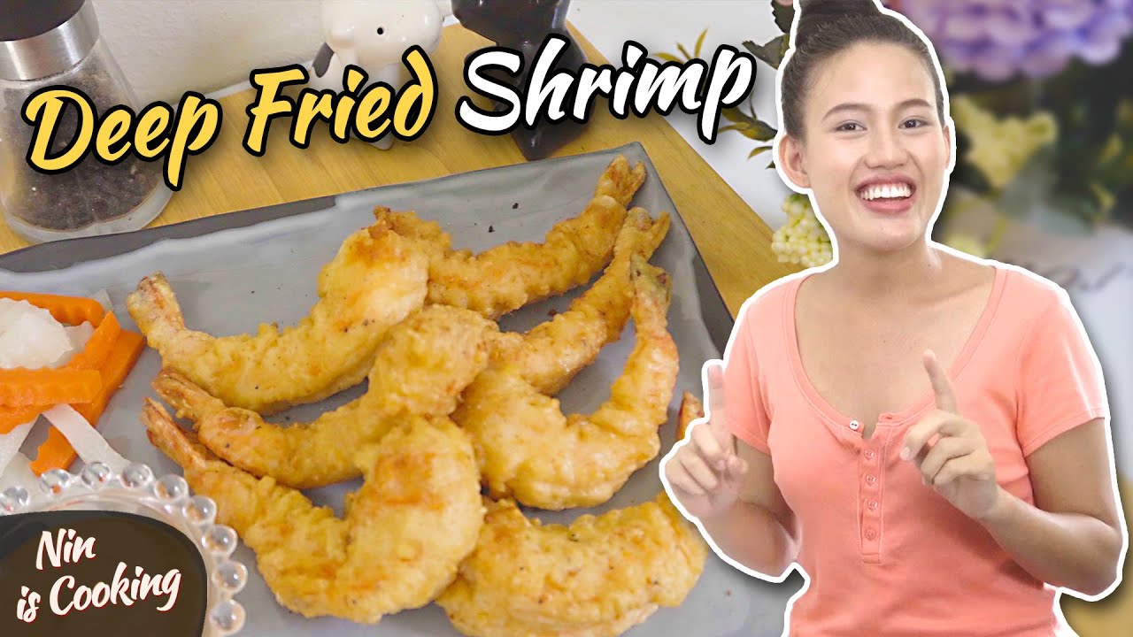 Thai deep fried shrimp - Goong Tod (กุ้งทอด) || Nin is cooking