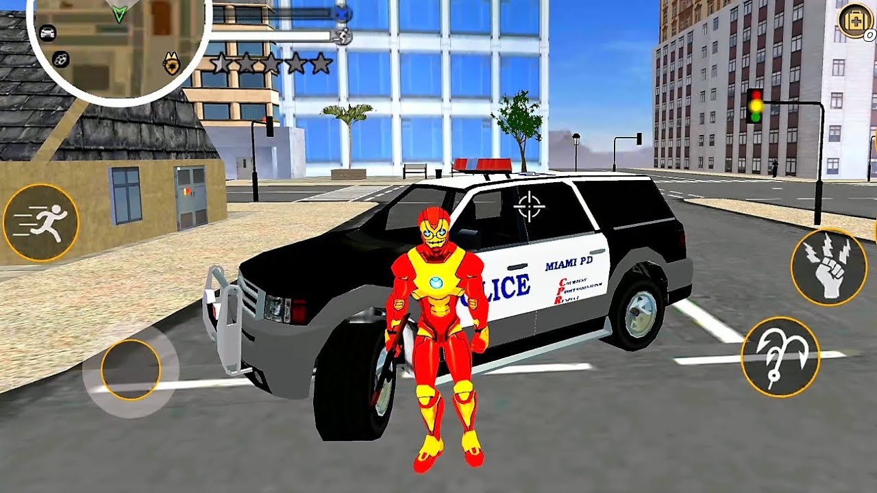 Iron Rope Hero Vice Town City Crime - Game of battle with robots & police - Android Gameplay