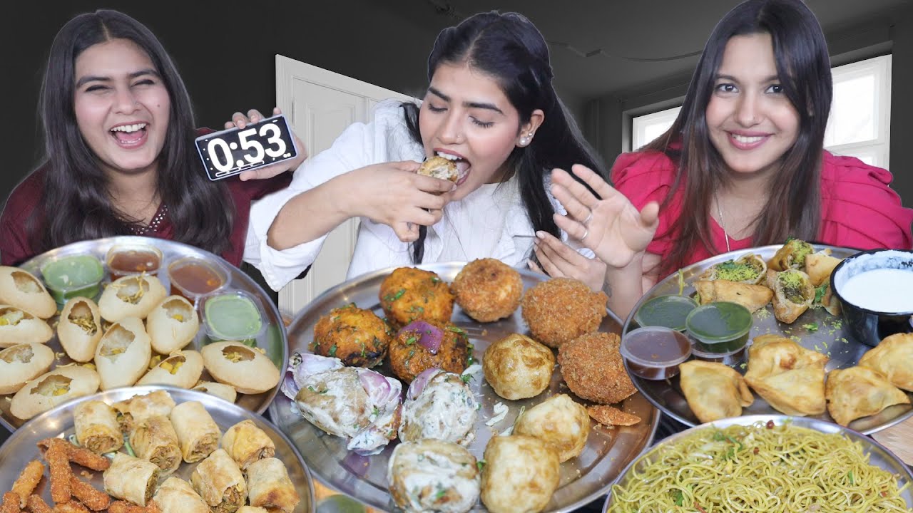 Guess the Words Food Challenge | Golgappa, Momos, Spring Roll, Samosa, Chowmein Eating Challenge