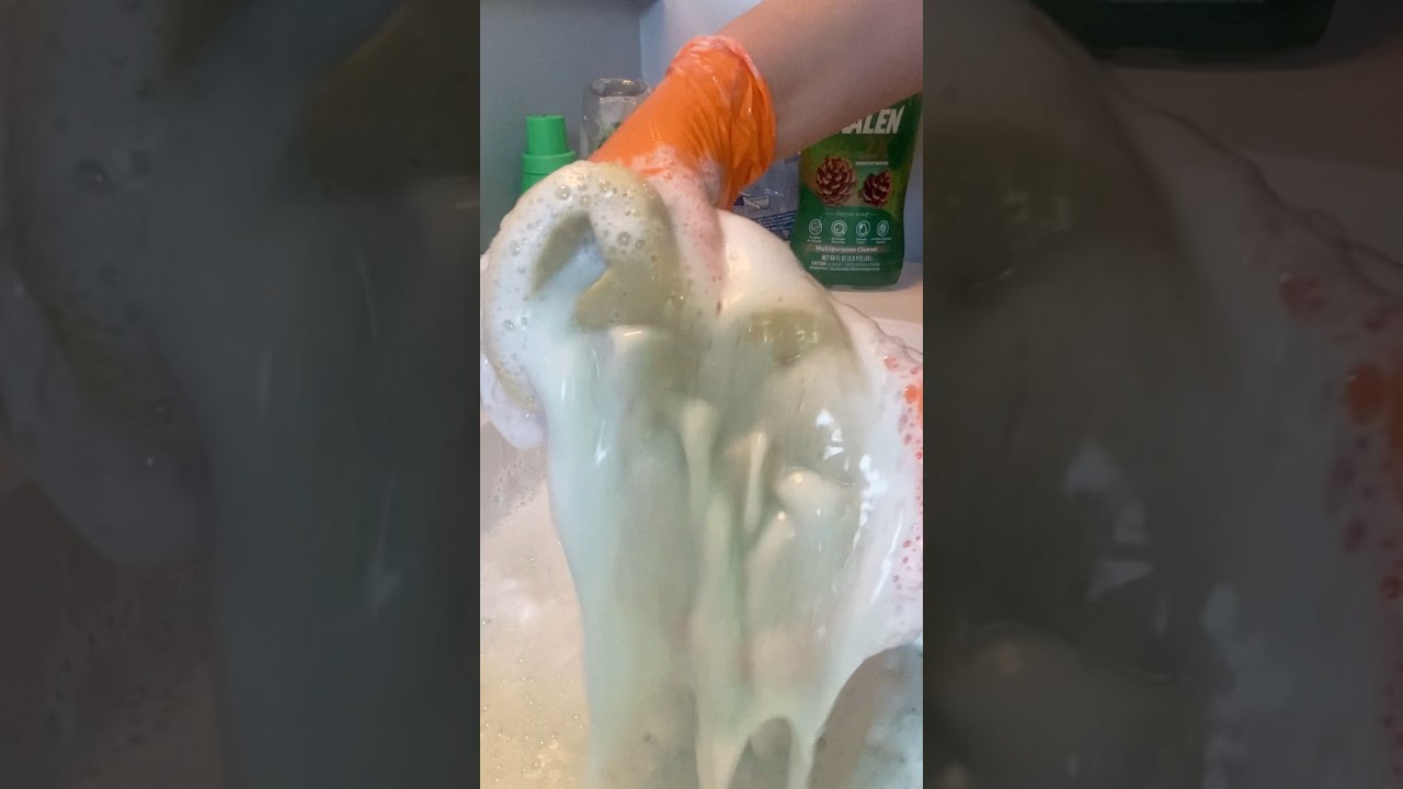 pine pinalen + laundry hot water sponge rinse #spongerinse #laundry #relax #sponge squeezing #asmr