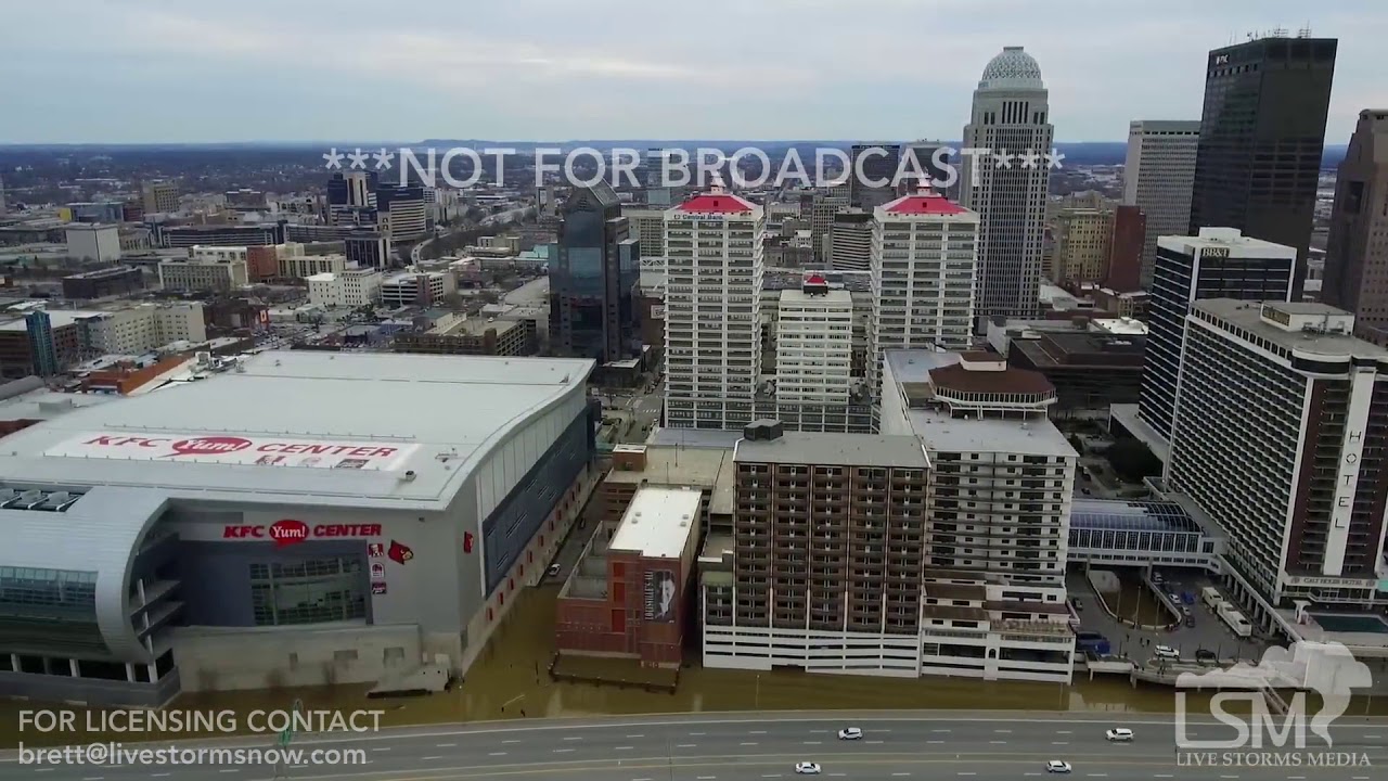 2-25-18 Louisville,KY and Jeffersonville,IN Ohio River Flooding from Drone