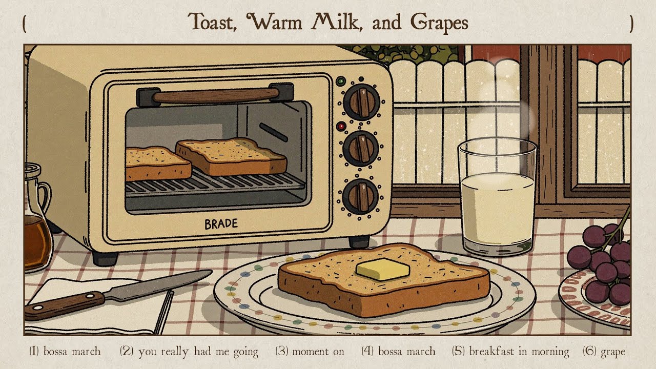 toast, warm milk, and grapes