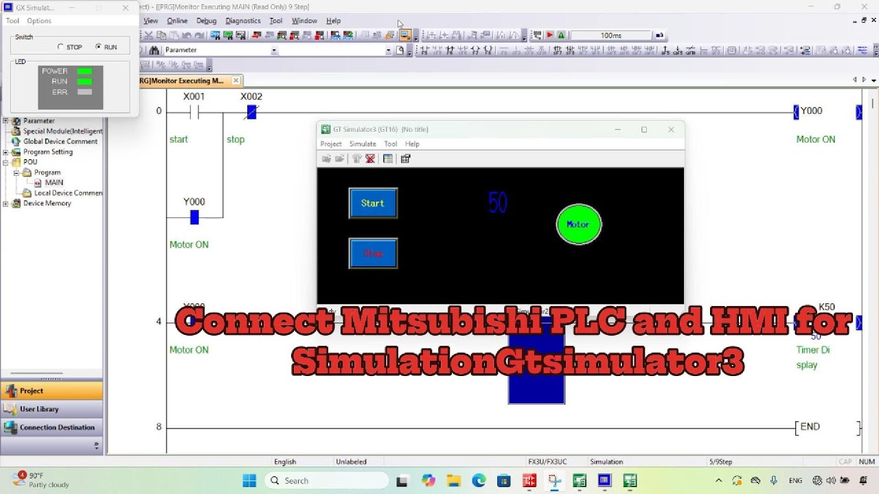 Gx works2 connect with GT designer3 How to Connect Mitsubishi PLC and HMI for Simulation.