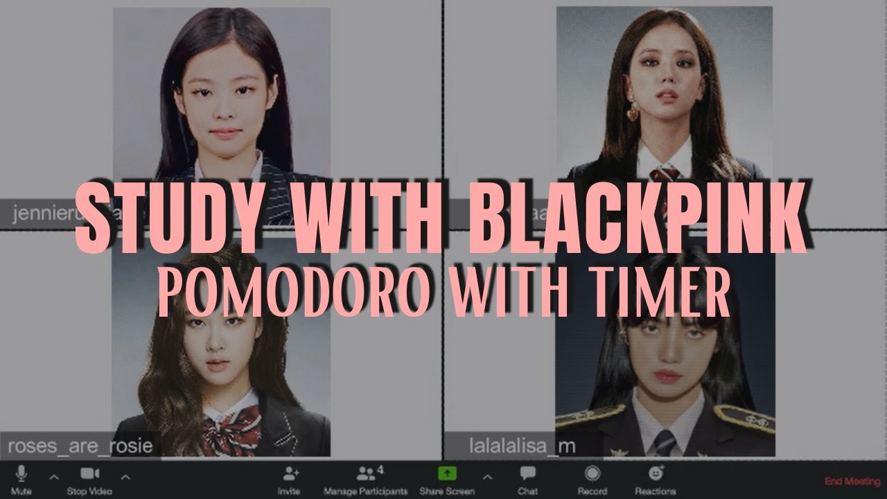 Study with Blackpink on Zoom 🌸 (pomodoro 25x4 w/ timer) | Study with Kpop | Ronah Abigail Bejoc