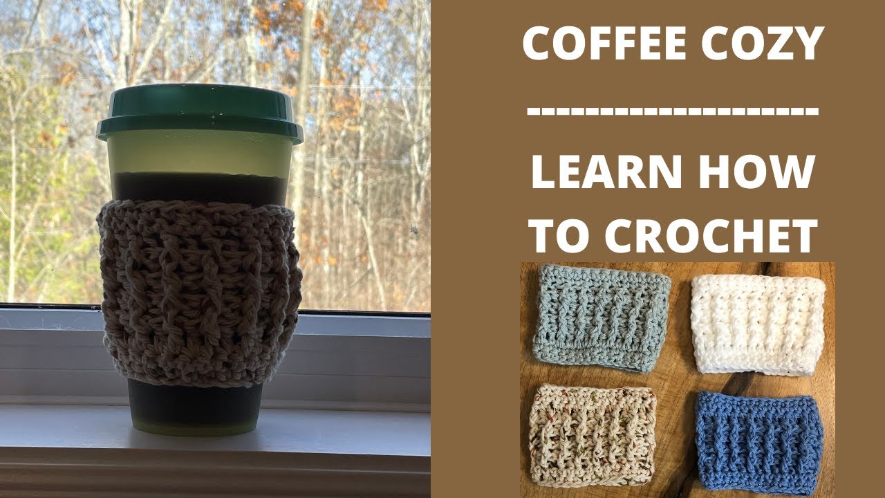 Crochet: Coffee Cozy. Video instructions on how to crochet this quick and easy coffee cozy.