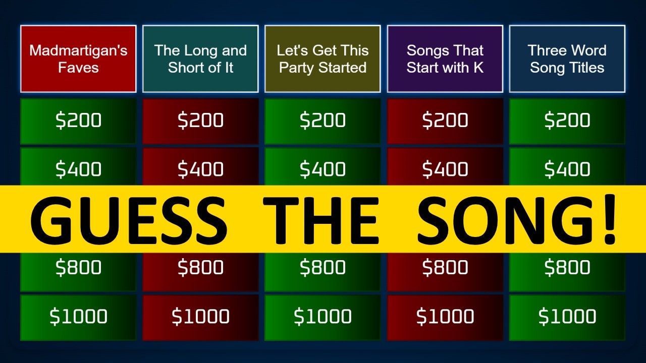 Guess the Song Jeopardy Style | Quiz #134