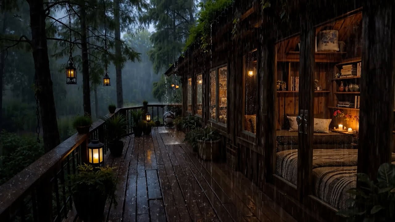 Goodbye Insomnia with Heavy Rain 🌧 | Dark Forest Ambience to Calm Racing Mind & Rest (3H)