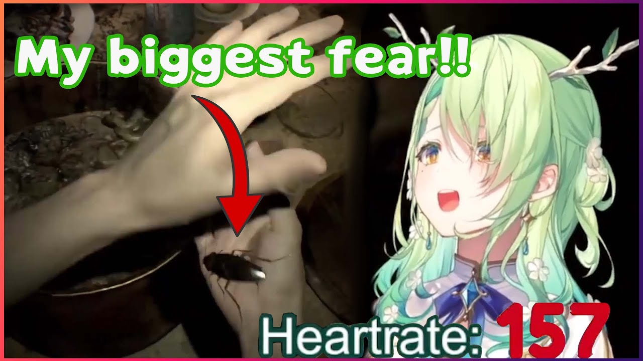 Faunas biggest fear in Resident Evil 7 the cockroach and her Heartrate skyrockets  [Hololive EN]