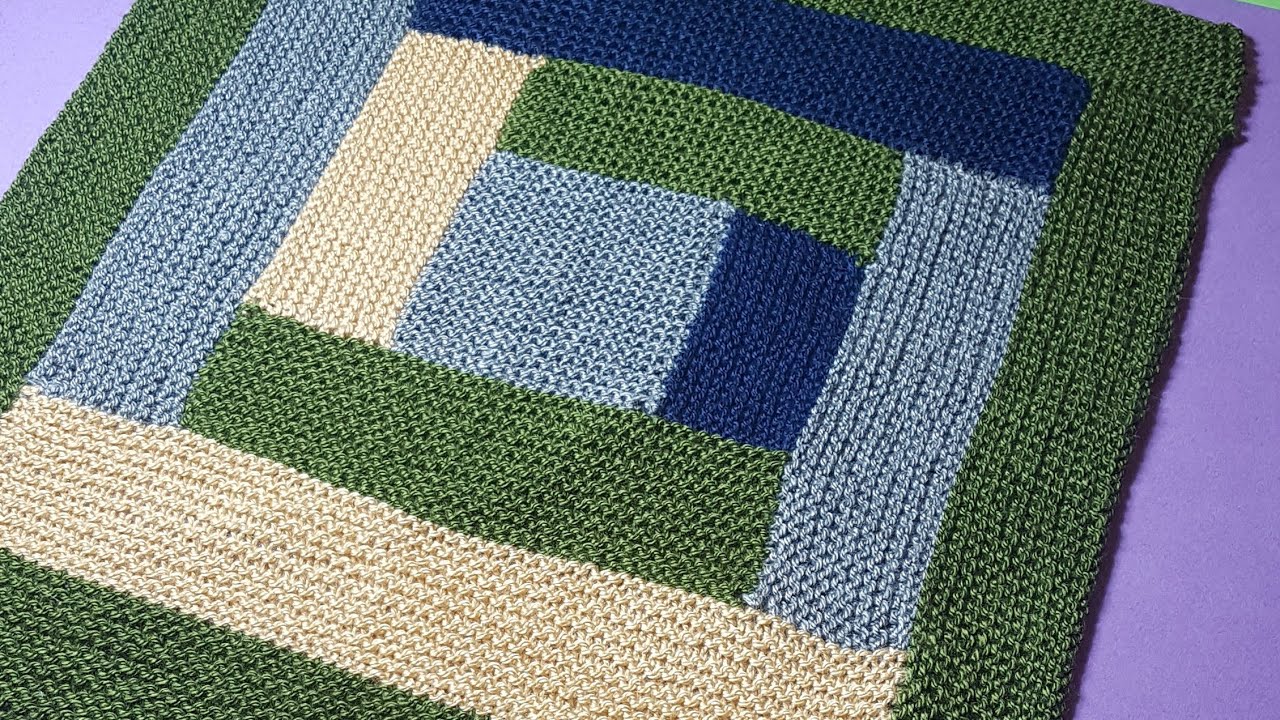 Log cabin blanket (coperta a incastri a maglia) intro e quadrato iniziale.