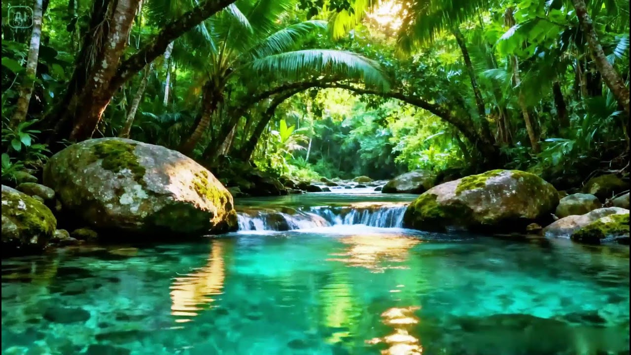 Mountain Stream Sounds, Beautiful Forest Atmosphere and Birdsong, Nature Sounds for Relaxing, ASMR