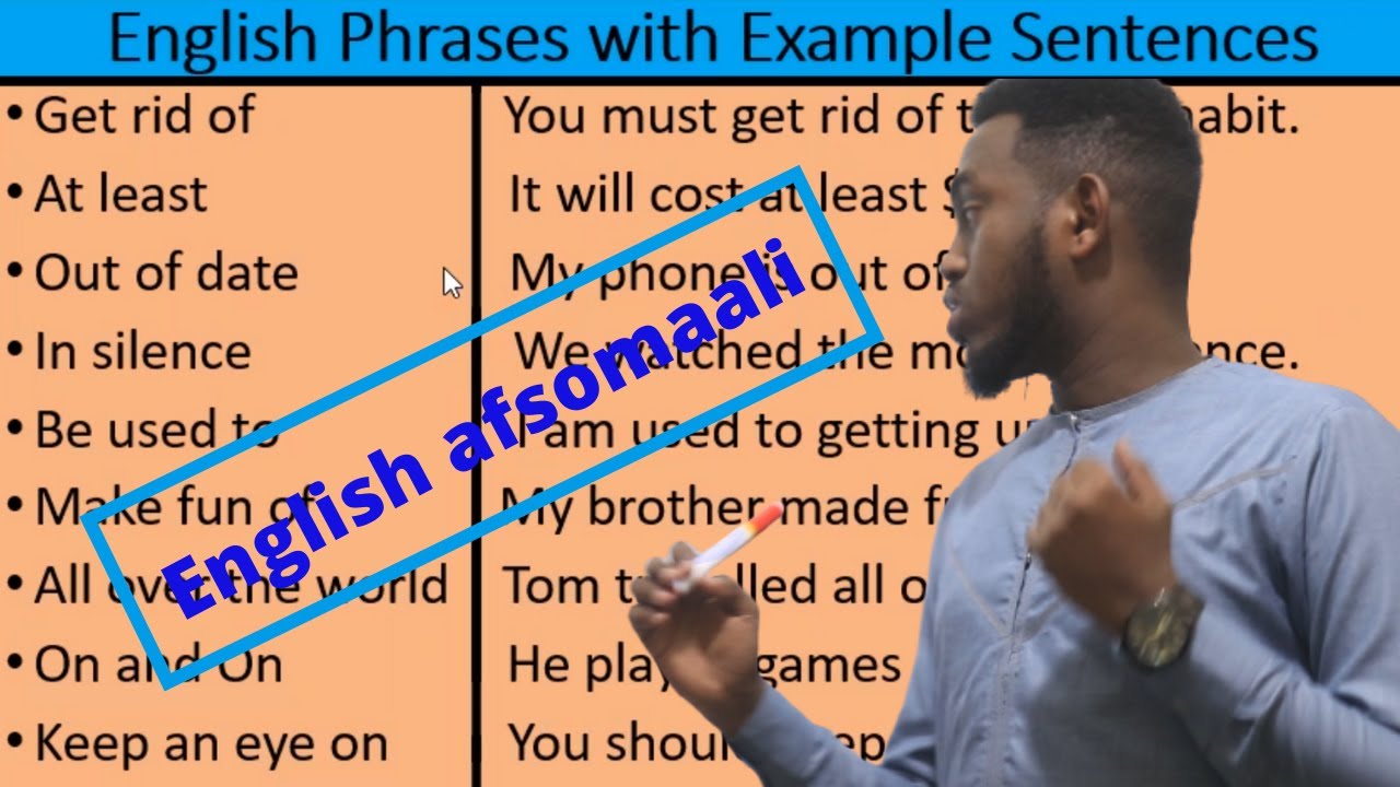 Ku Baro luuqada Englishka af somaali - English Phrases With Examples | Casharka 5