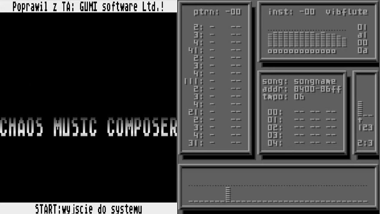ATARI 8BIT XL XE 400 800 Chaos Music Composer AND SONG EXAMPLE 19xx Shadows Gumi Software Ltd PL POL