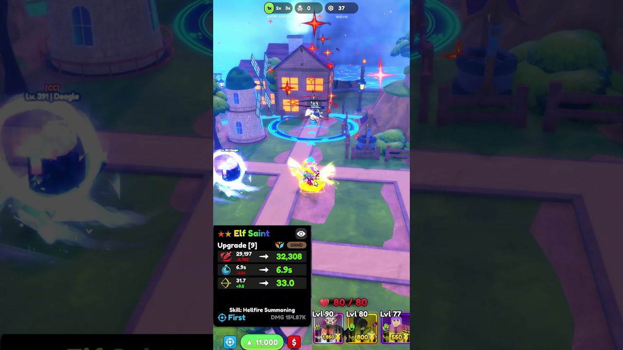 Double Evo Elf Saint Showcase In Anime Defenders #roblox #animedefenders #shorts