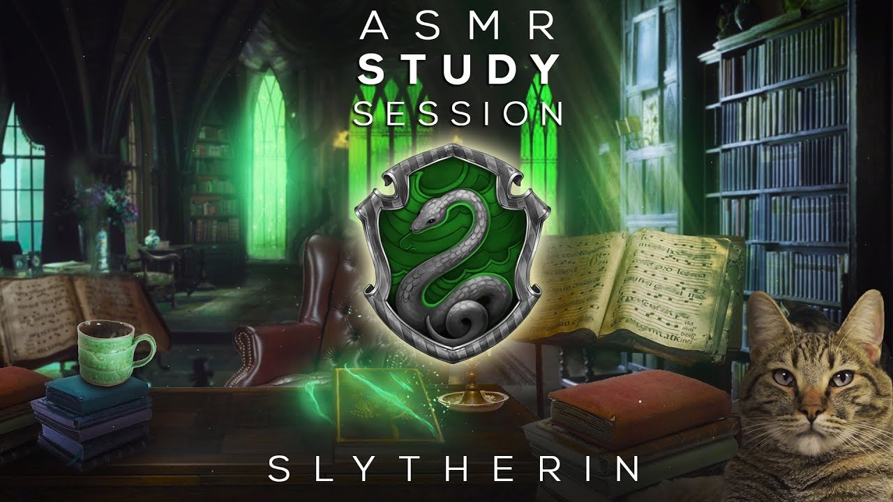 Slytherin 🐍 Study Session 📚 ASMR Hogwarts ⚡ Harry Potter Inspired Ambience 🍏📗 Soundscape