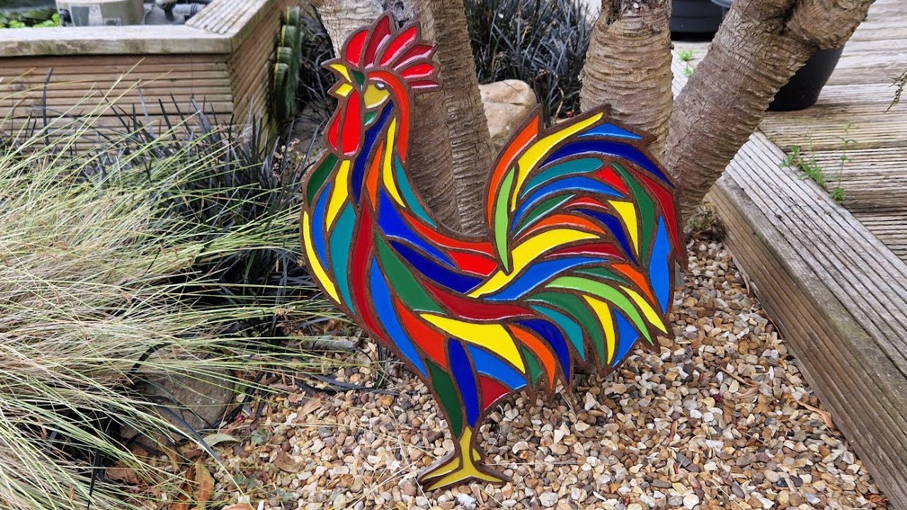Rooster Wall Art, routed out on plywood and inlayed with resin...router project 