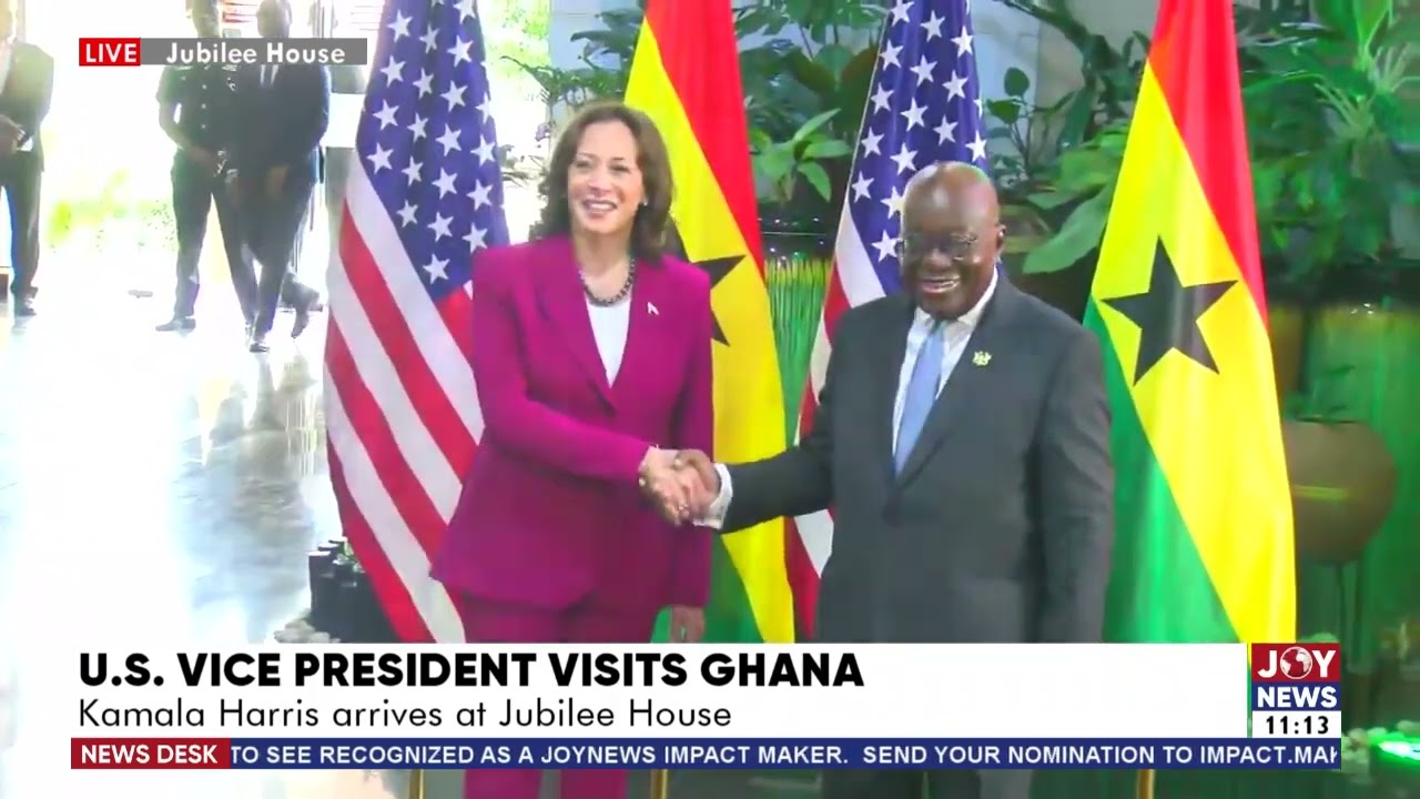 US Veep, Kamala Harris arrives at Jubilee house to meet President Akufo-Addo