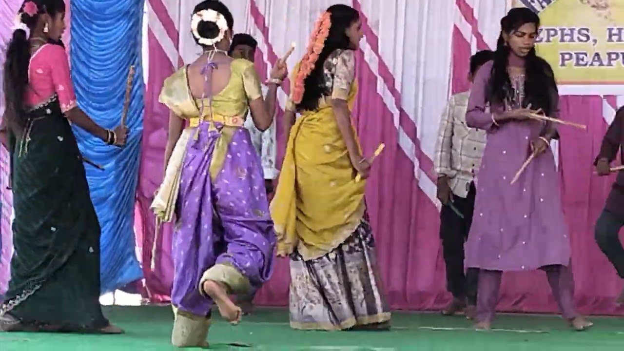 PM SHRI ZPHSCHOOL HUSSENAPURAM Annual Day Celebration kolatam Dance performance 