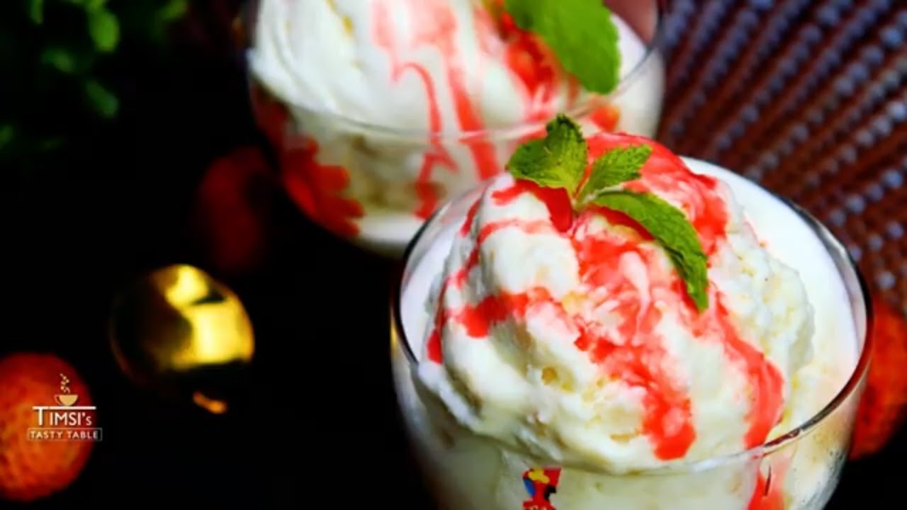 Homemade Lychee Ice Cream Recipe (Only 4 Ingredients) | No Eggs | No Ice Cream Machine