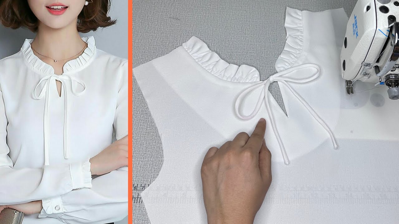 A charming ruffled neckline with a delicate bow for a graceful and feminine touch | Sewing Tips