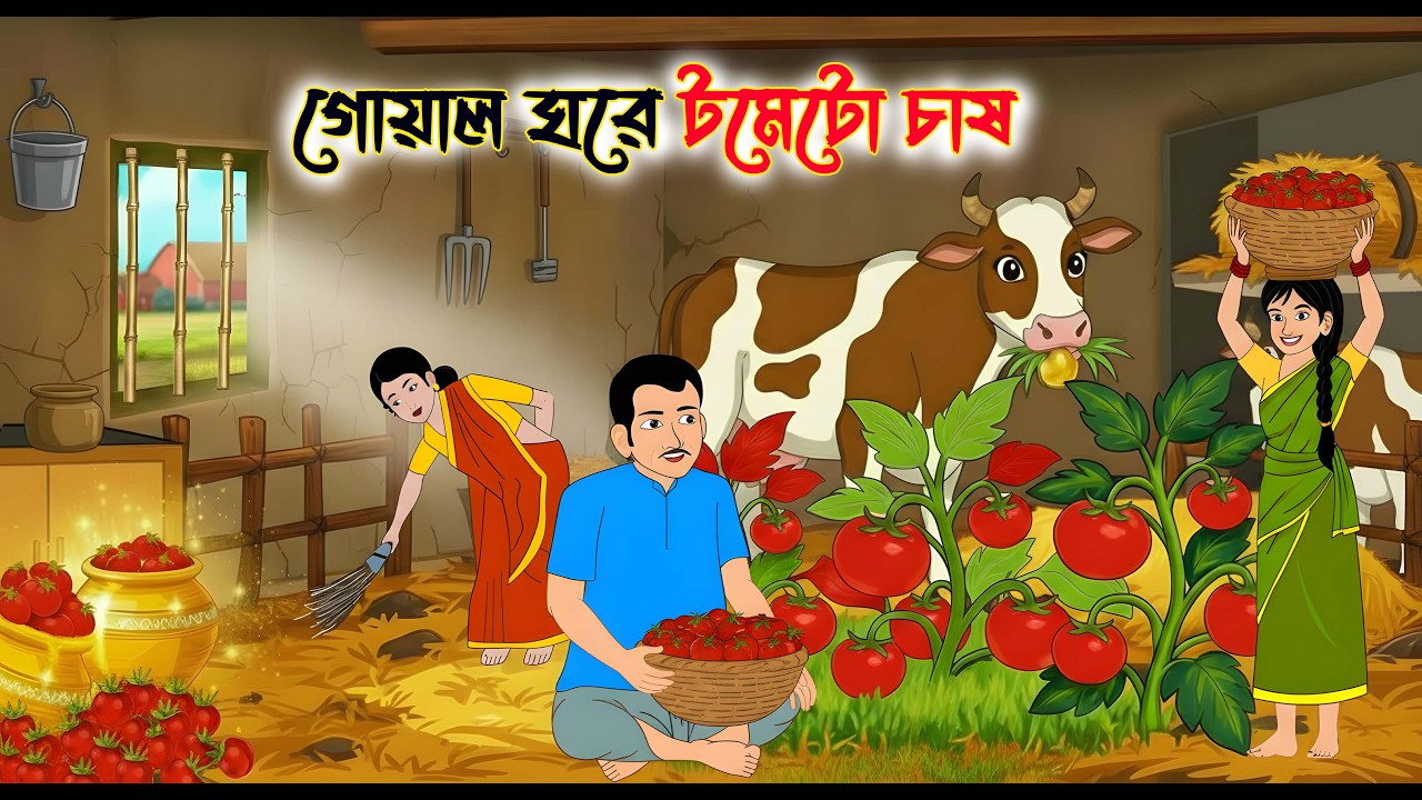 গোয়াল ঘরে টমেটো চাষ |  Bengali Moral Stories Cartoon | Bangla cartoon | Bengali Fairy Tales Cartoon