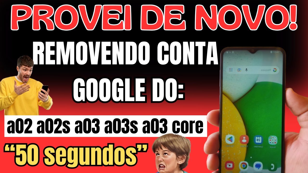 Como remover CONTA GOOGLE simples sem pc em 50 SEGUNDOS a02 a02s a03 a03s a03 core....