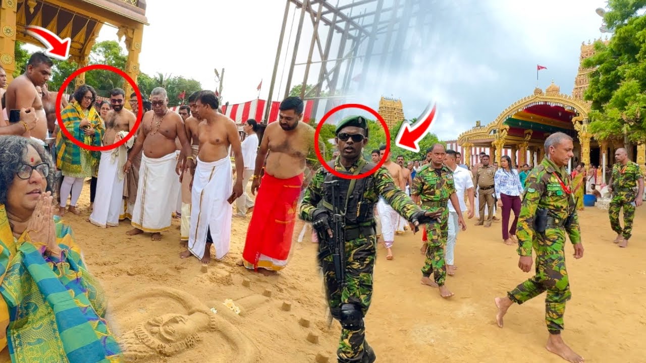 நல்லூரில் மணலை கண்டு வியந்த இலங்கை பிரதமர் ! பலத்த பாதுகாப்புடன் காலையில் நடந்த வழிபாடு !