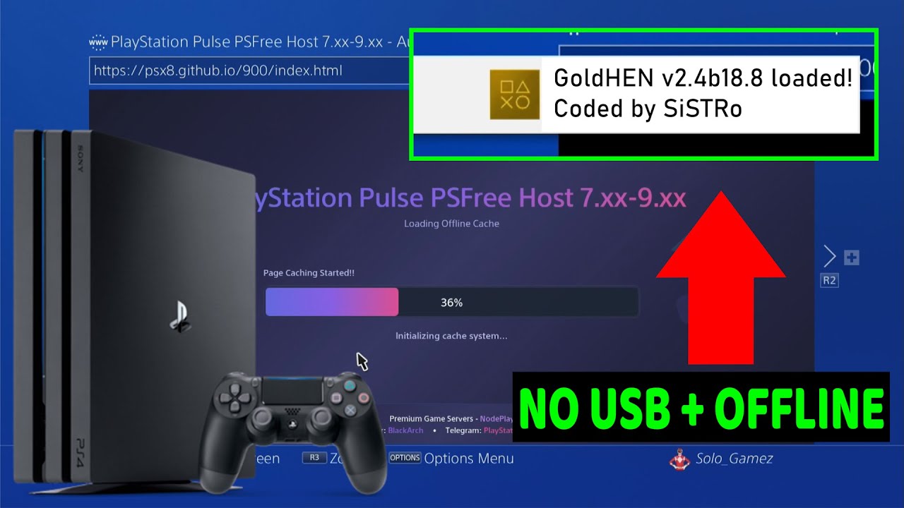 How to update PS4 9.00 NO USB GoldHEN v2.4b18.8 by Sistro host psx