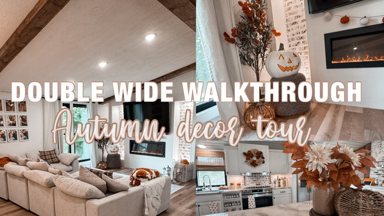 🍂 DOUBLE WIDE FALL DECOR TOUR | mobile home walkthrough | old mobile home tour