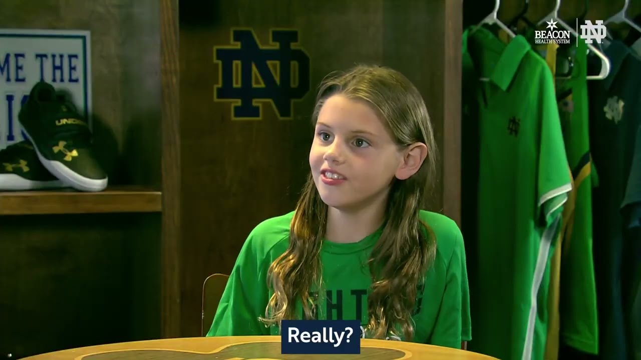 Our Junior Irish Reporter Was Fired Up To Ask The Hard-Hitting Questions 🤩 | Notre Dame Football