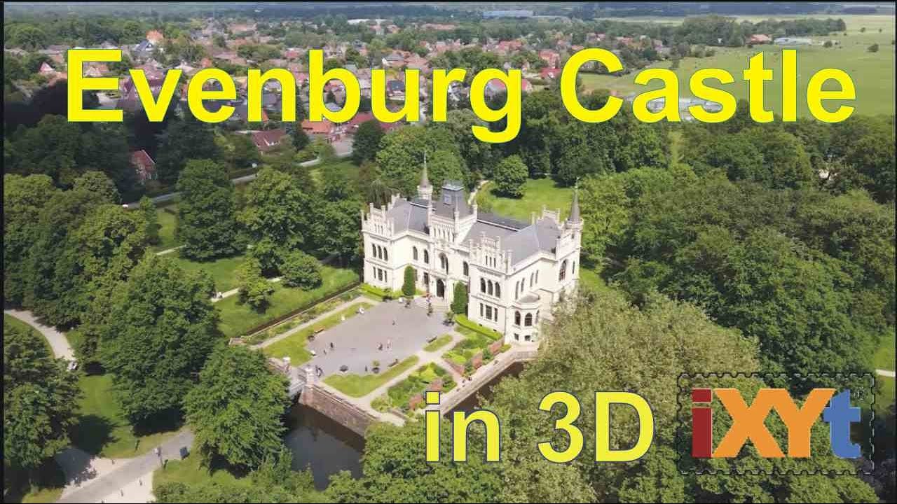 Evenburg Castle , Ostfriesland, Germany in 3D SBS LR relax video for VR