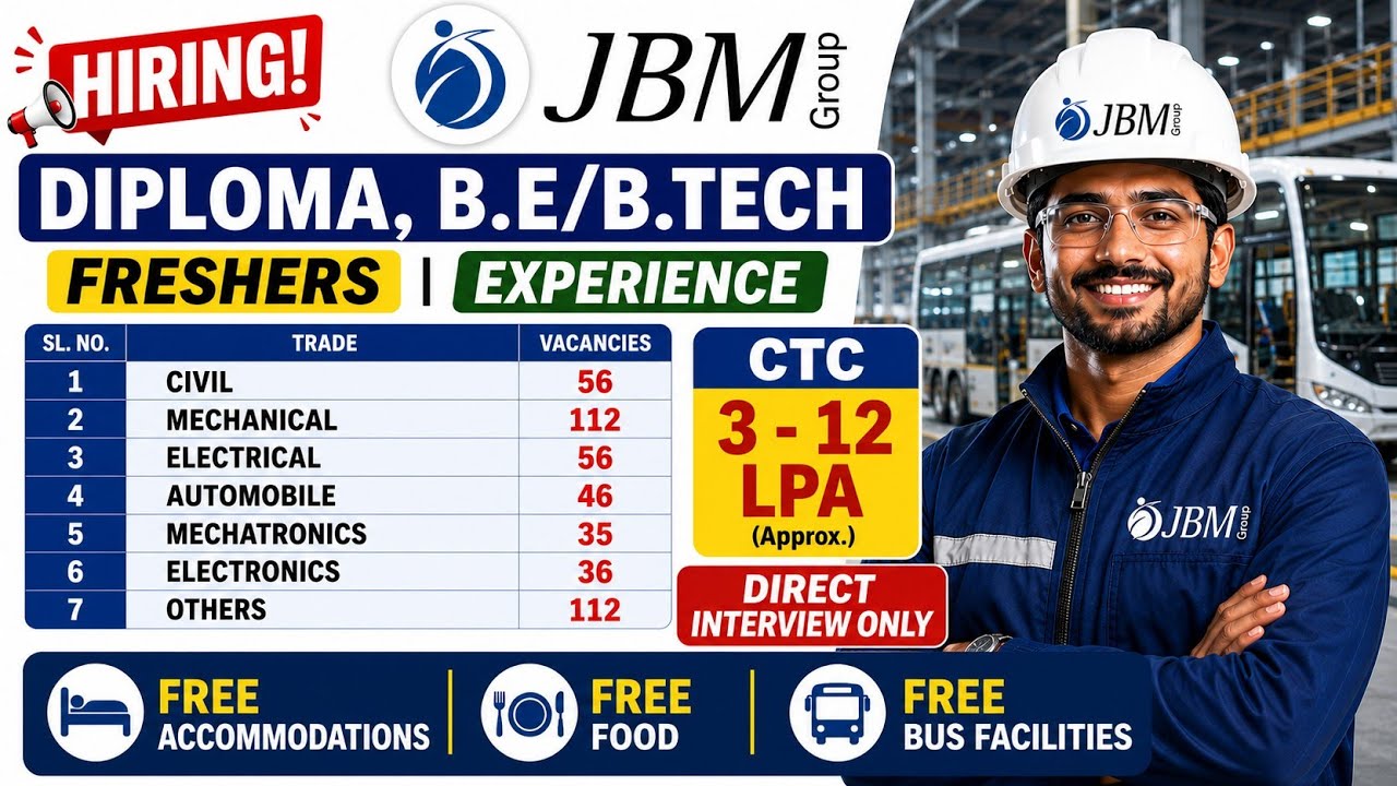 JBM Group Recruitment 2026 | Fresher | Trainee | Direct Interview @Jobgo4U 