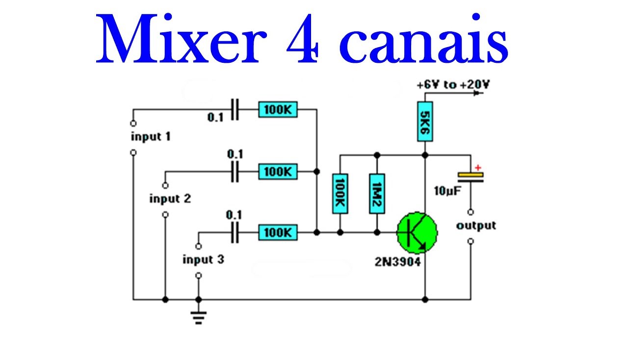 MIxer Ativo de Áudio 4 canais