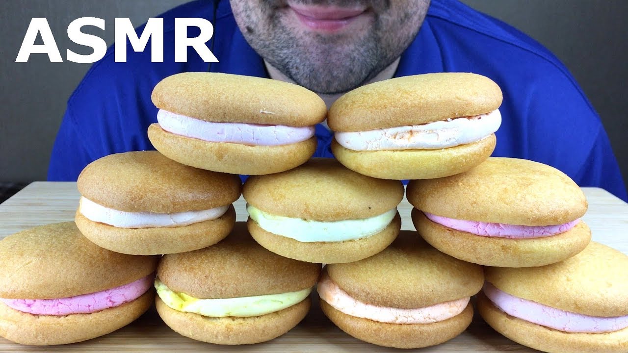 ASMR WHOOPIE PIE WITH MERINGUE COOKIES (Eating Sounds) Mukbang NO TALKING
