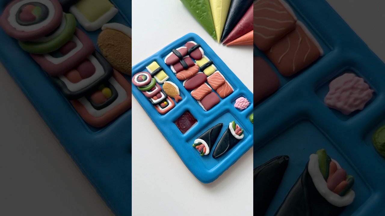 Sushi platter cookie🍣 royal icing 101 linked in my bio #cookiedecorating #oddlysatisfying #asmr