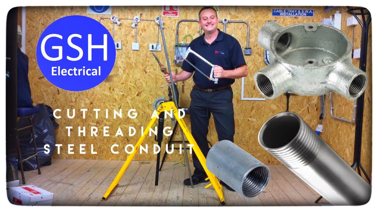 How to Cut and Thread Steel Conduit so a Coupler or Spouted box can be Fitted (Metal Conduit 20mm)