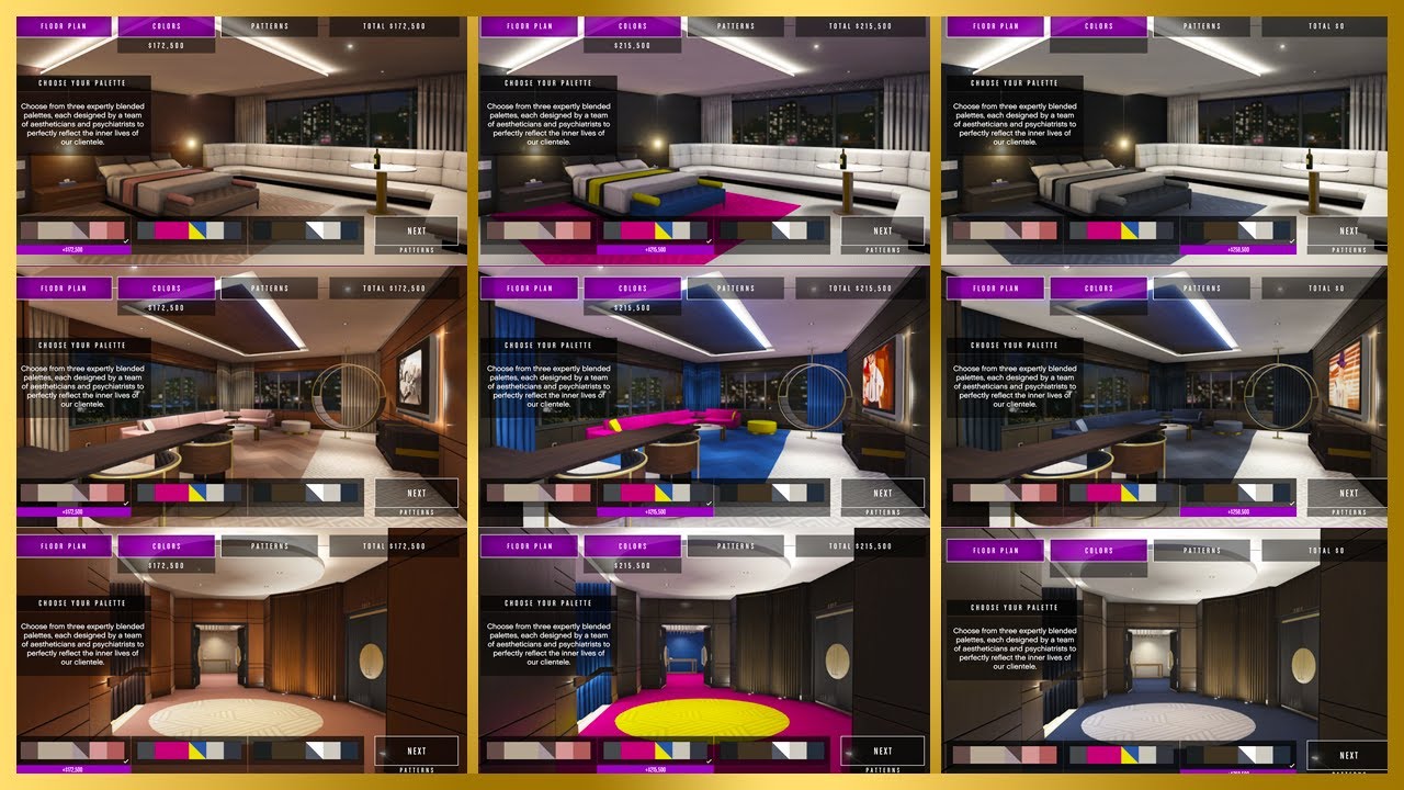 THE MASTER PENTHOUSE INTERIOR COLORS - GTA 5 ONLINE THE DIAMOND CASINO & RESORT DLC