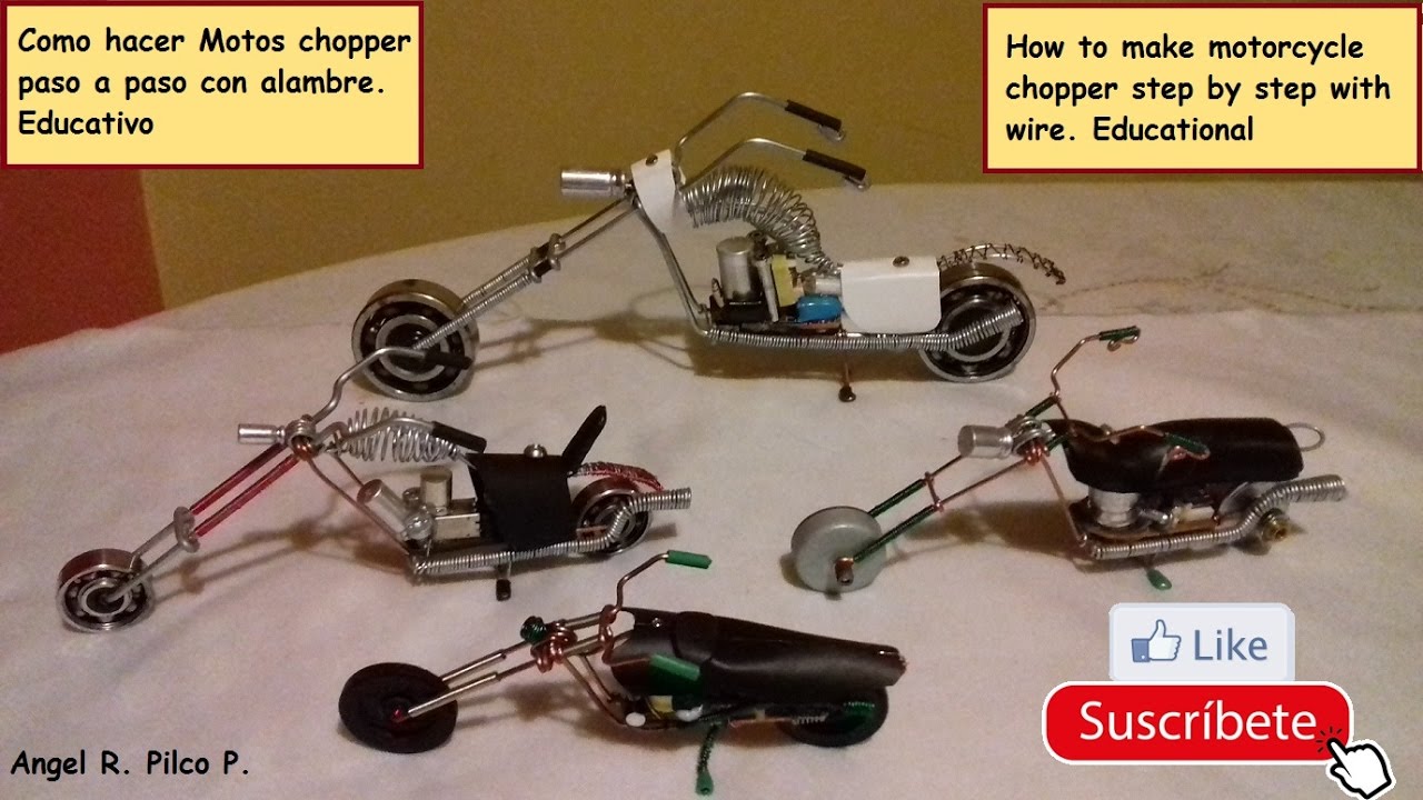 Como hacer Motos chopper con alambre.-  How to make motorcycle chopper with wire.