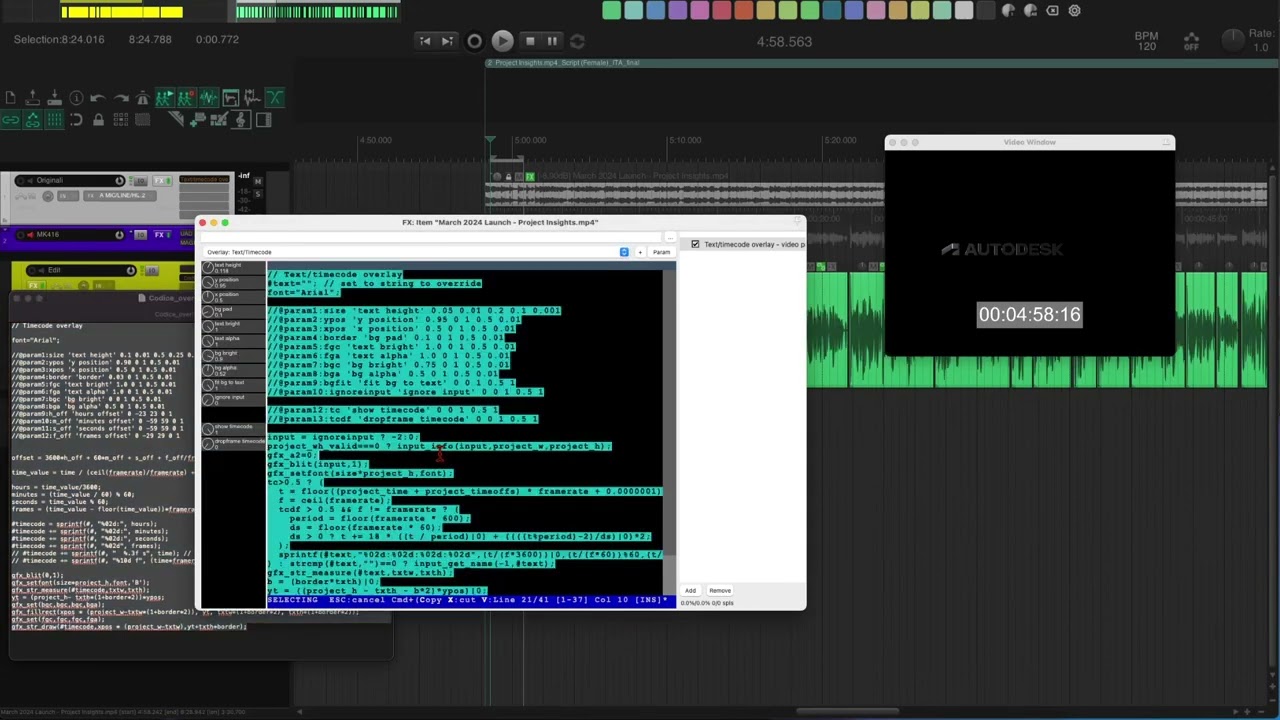 Reaper - Doppiaggio Overlay - Time Code su video ITEM