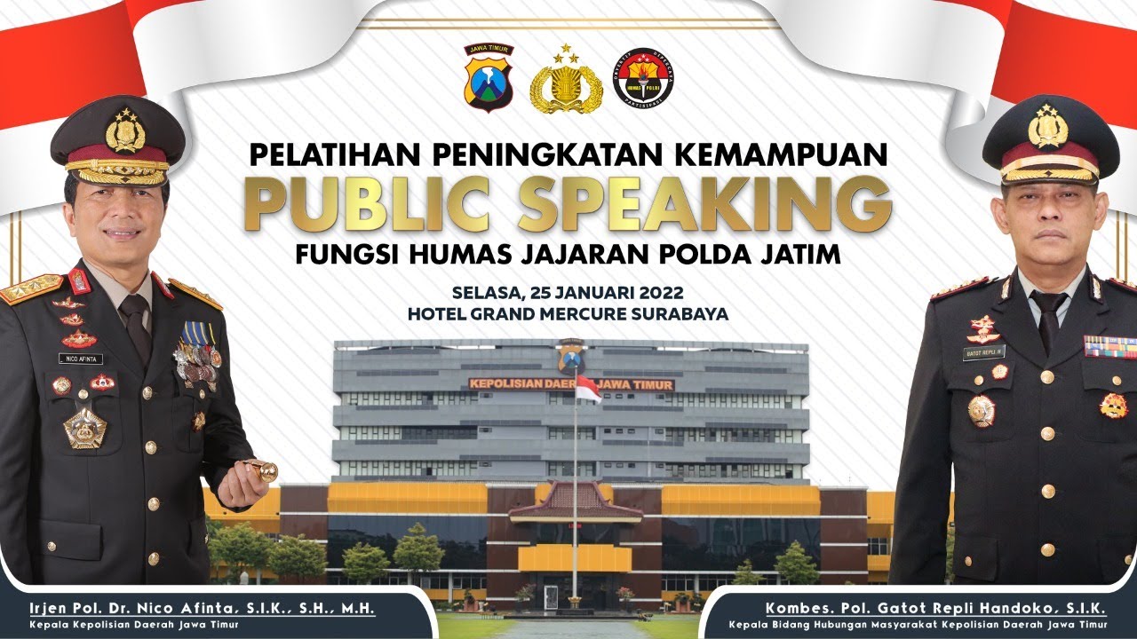 Pelatihan Publik Speaking fungsi Humas Jajaran Polda Jatim