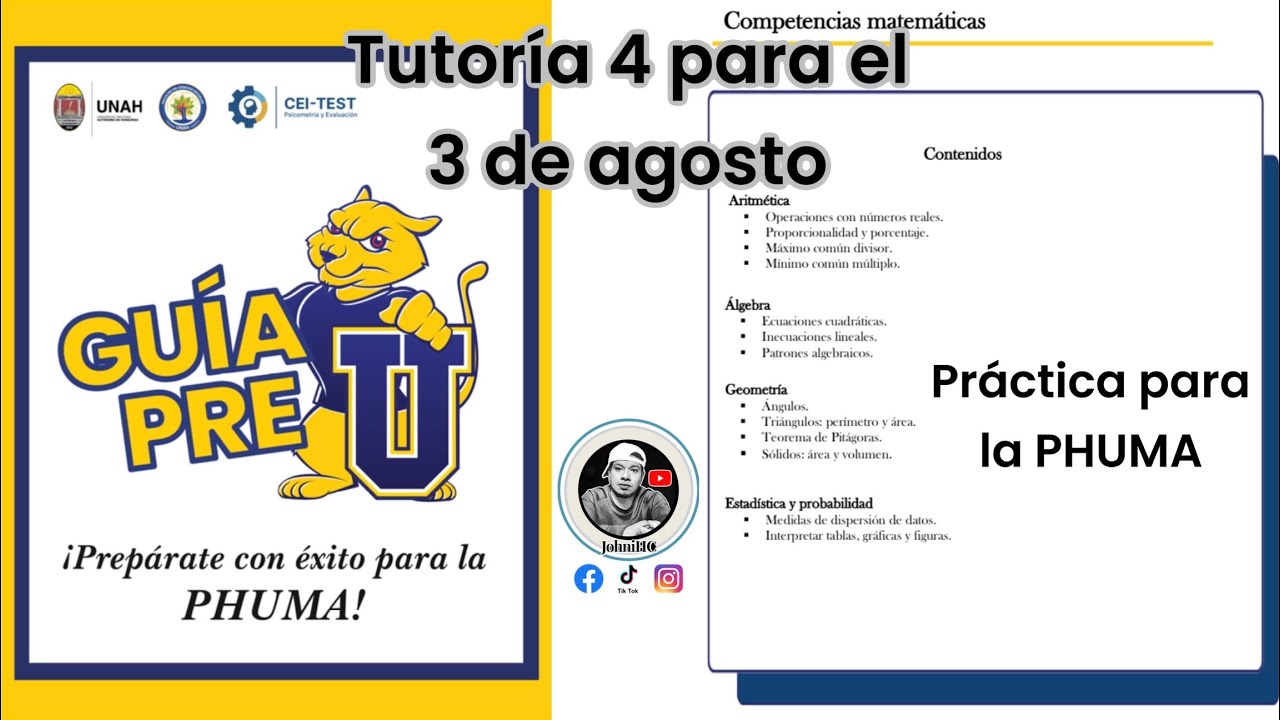 Tutorías para la Prueba PHUMA de la UNAH 2025 video 4