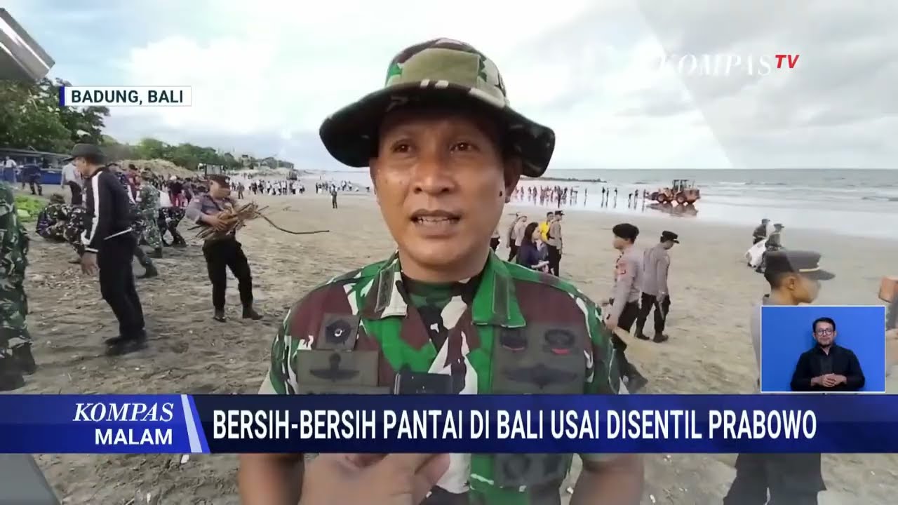 Usai Ditegur Prabowo, Personel TNI Polri hingga Pelajar Bersih Bersih Sampah di Pantai Kuta