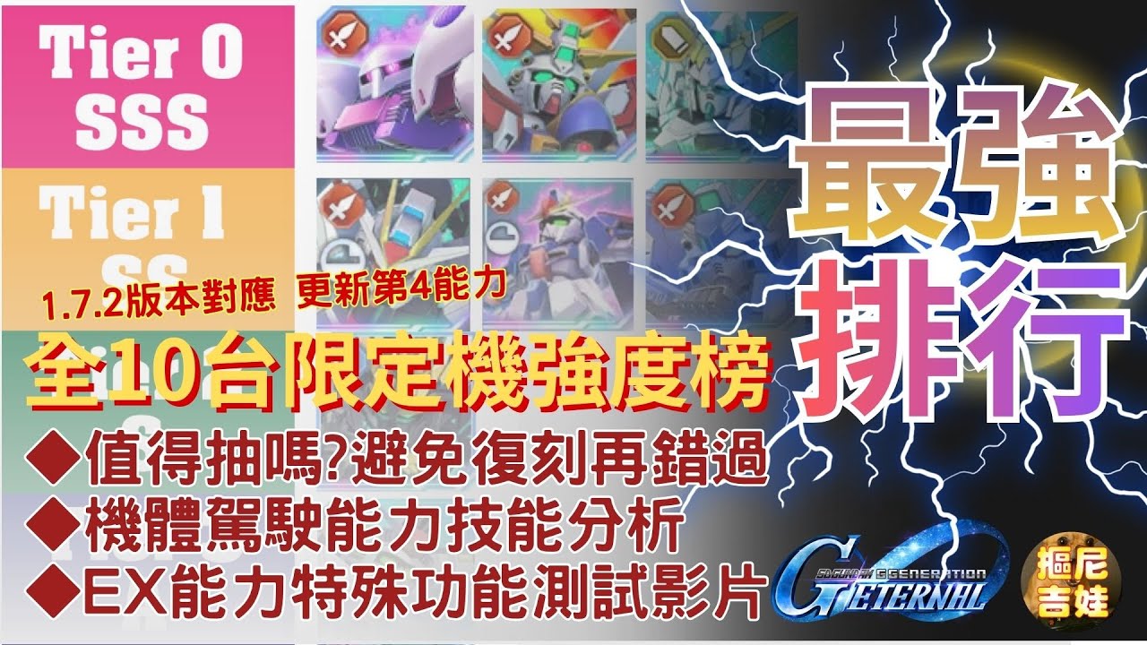 《SD鋼彈G世代永恆》全10台限定機強度排行榜｜1.7.2版本｜限定機體能力武裝評價｜專屬駕駛分析｜EX特殊功能實測影片｜10/25大師S5再開評價更新:神威鋼彈SSS 獨角獸SS GP03D SSS