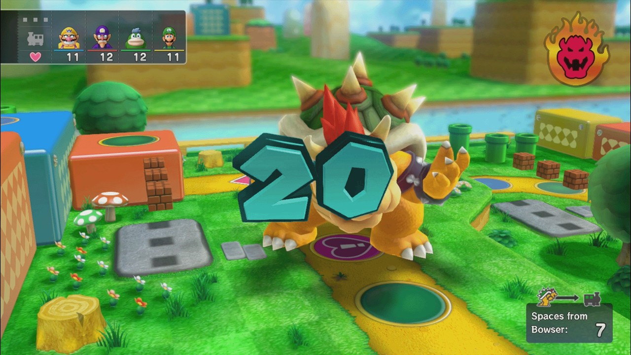 Mario Party 10 - Bowser vs Wario vs Waluigi vs Spike vs Luigi - Mushroom Park