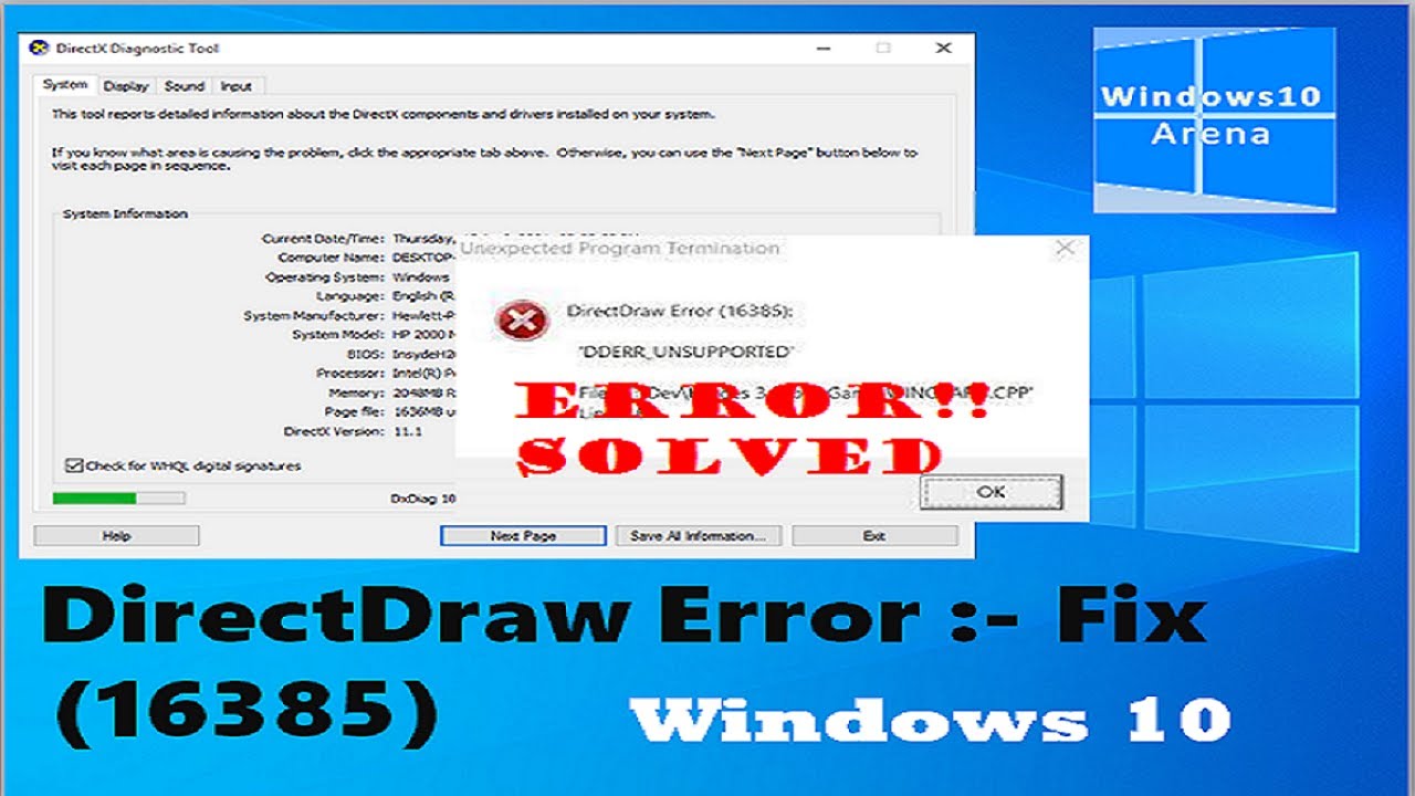 How To Fix DirectDraw Error In Windows10 || Method To Fix DirectDraw Error In Windows10||