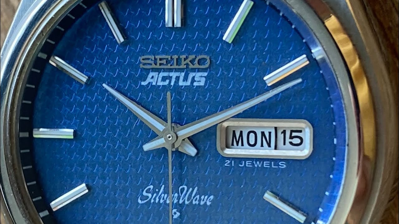 Синие часы Seiko Actus 6306-8010 Silver Wave с вафельным циферблатом и завинчивающейся заводной г...