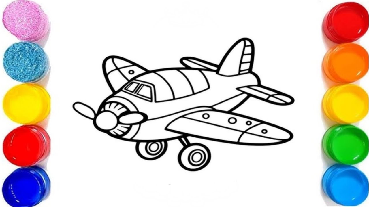 Aeroplane Drawing Simple | Airplane Drawing Painting Coloring For kids & Toddlers | Airplane drawing