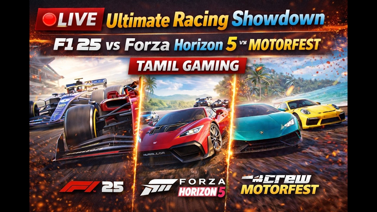 🔴 LIVE Ultimate Racing Showdown 🏎️ | F1 25 vs Forza Horizon 5 vs Motorfest | Tamil Gaming